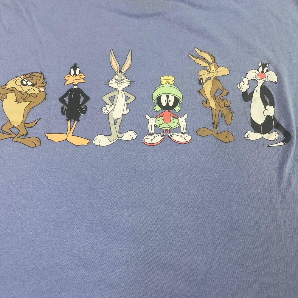 Looney Tunes Graphic T-Shirt Womens XL Purple Tweety Bird Characters Crop Top - Picture 5 of 6